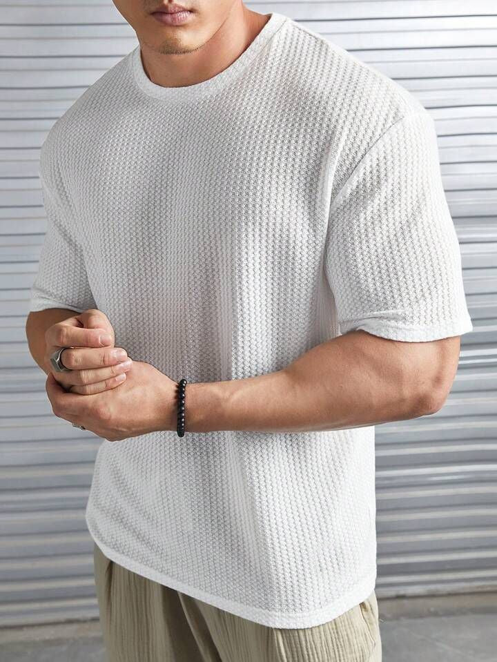 Oversized Waffle Knit t shirt  For Men