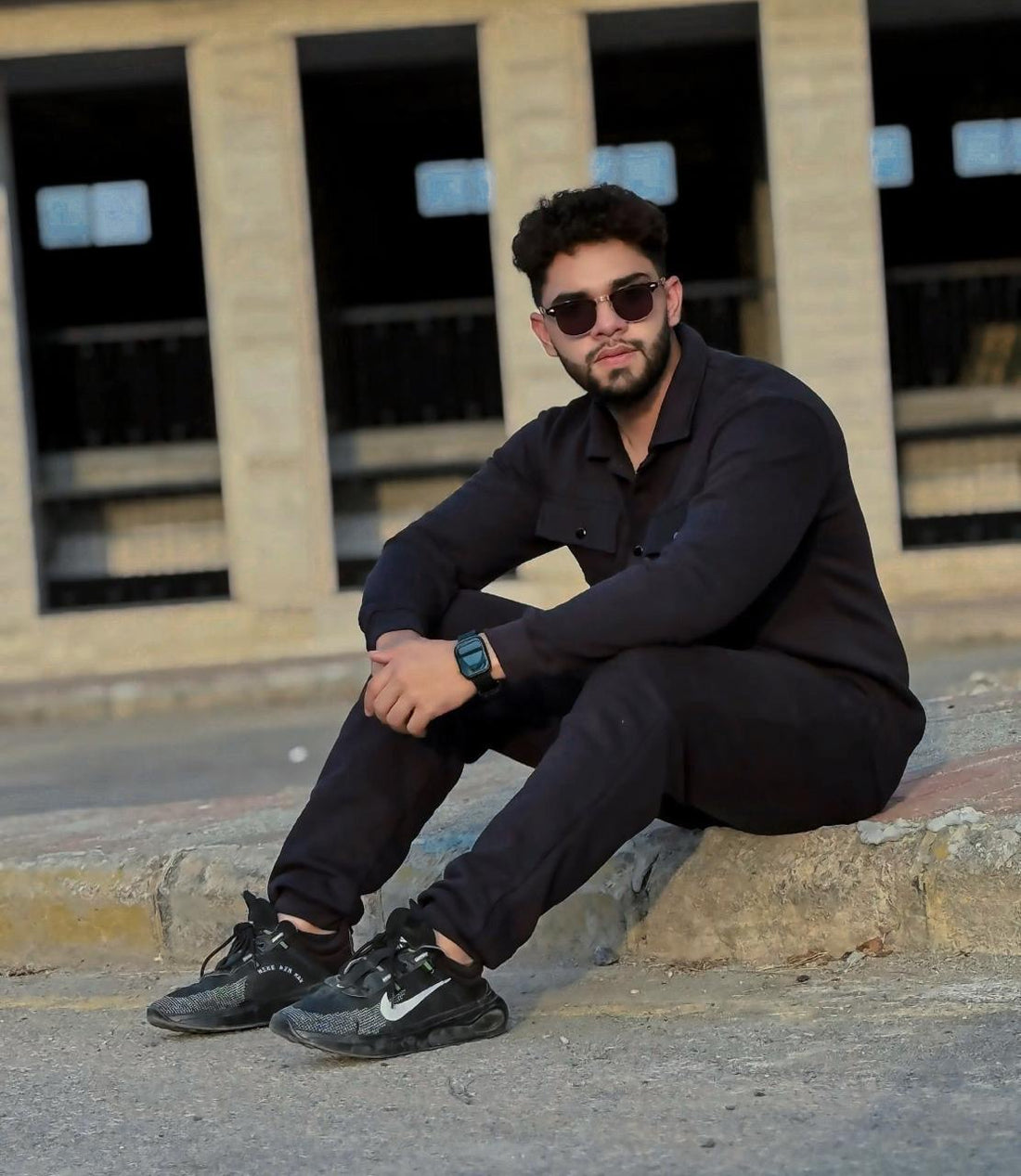 Black Double Pocket Winter Tracksuit For Mens & Boys