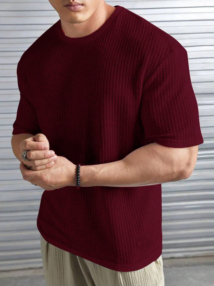 Oversized Waffle Knit t shirt  For Men