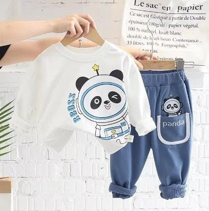 beautiful panda printed  kids suit