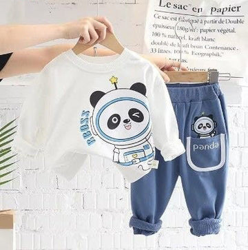 White Panda Printed Winter Kids Track Suit