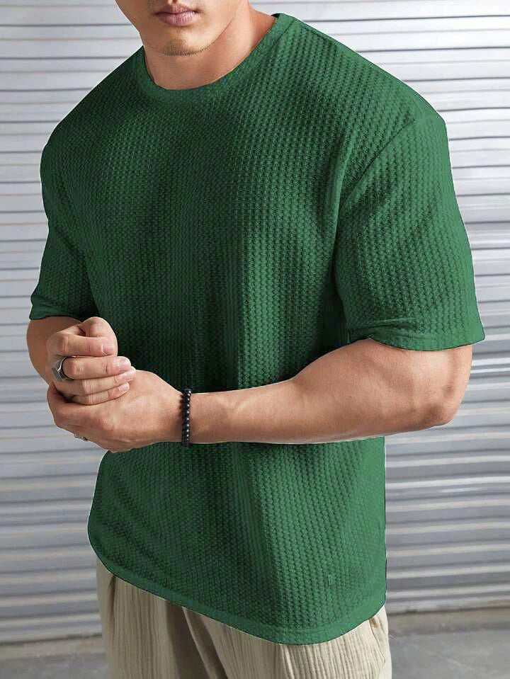 Oversized Waffle Knit t shirt  For Men