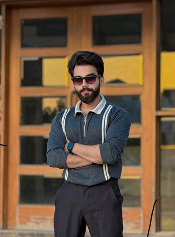 Gray Stripe Zipper Sweatshirt For Men’s and Boys