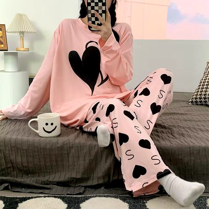 heart printed night suit fabric cotton jarsy