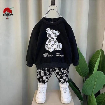 Black Teddy Bear Winter Kids Track Suit
