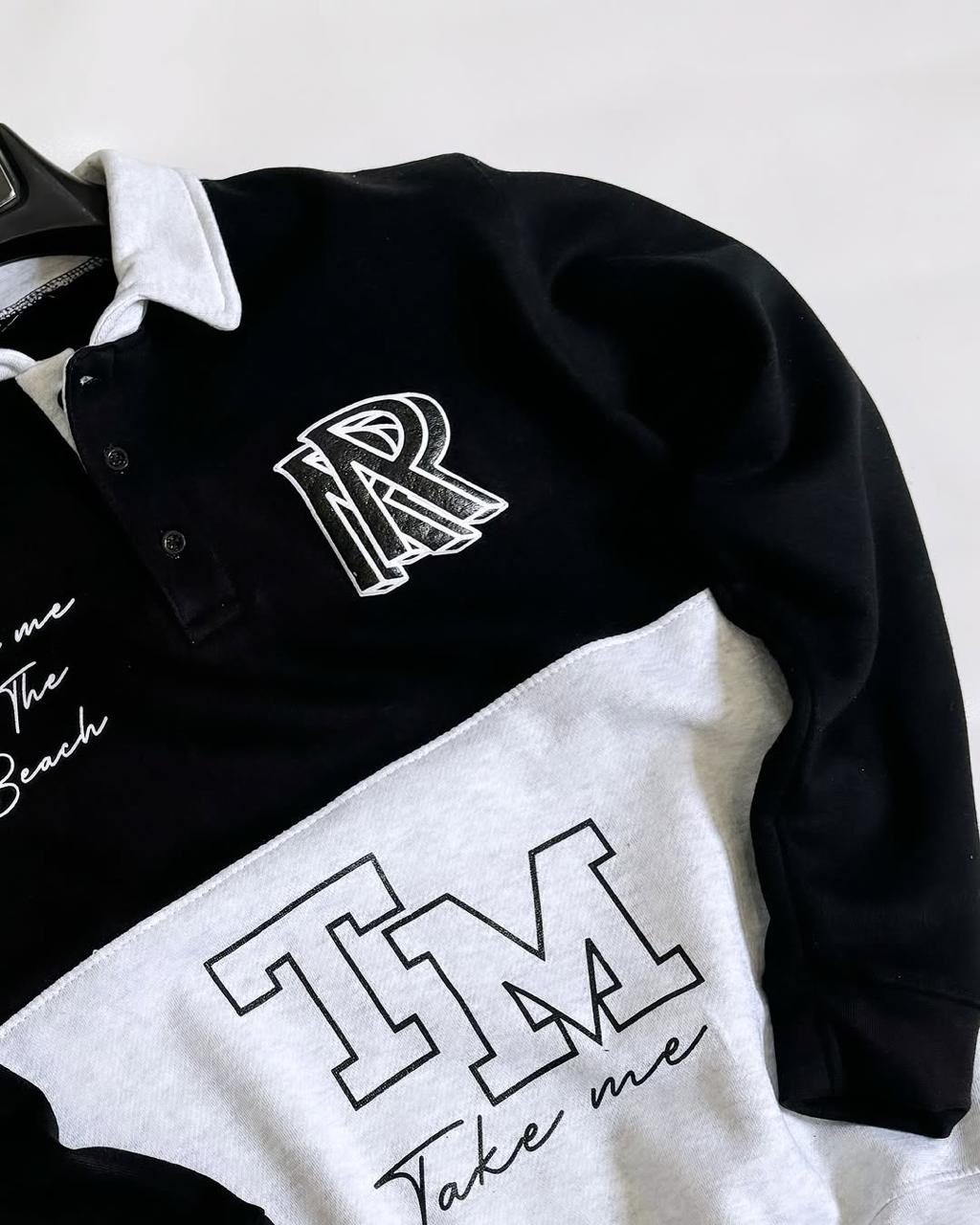 Black & Ash  Polo Letter Printed Winter SweatShirt For Mens & Boys